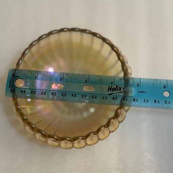 Vintage Carnival Glass Ribbed Candy Dish
Measures approx.: 5" x 2.5" - Picture 5 of 7